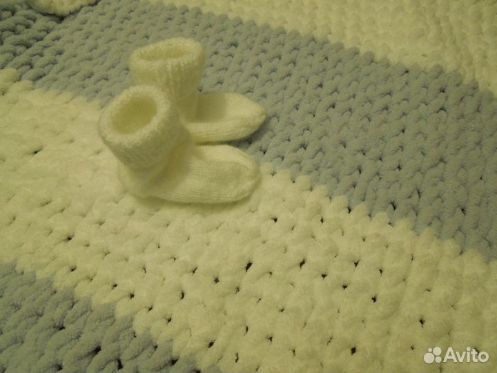 Детский плед из плюшевой пряжи. Ручная работа