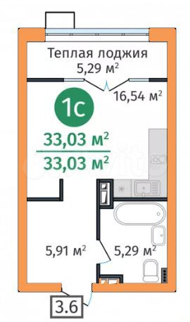 Квартира-студия, 33 м², 3/24 эт.