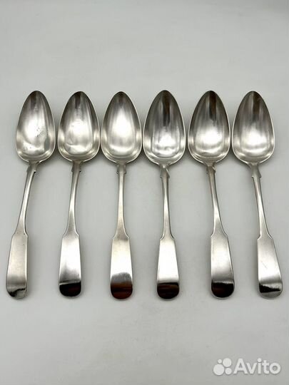 6 столовых ложек серебро 84 пробы 19 век 418,1 г