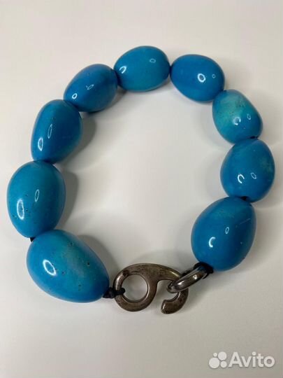 Бусы, чокер из огромных бусин имитация бирюзы