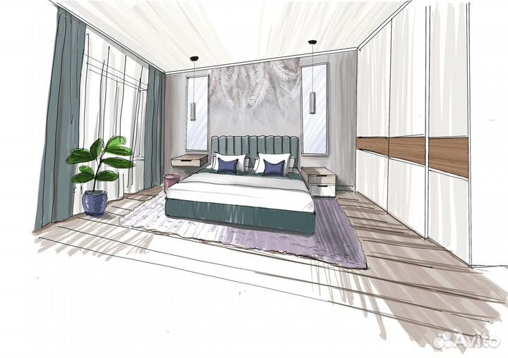 Интерьерные скетчи на заказ