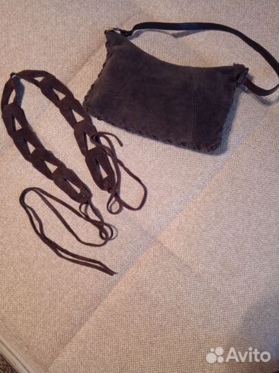 Пояс замшевый + сумочка, пояс кожаный б/у