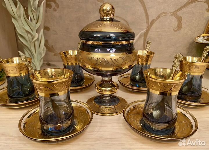 Чайный набор посуды с конфетницей. Богемия