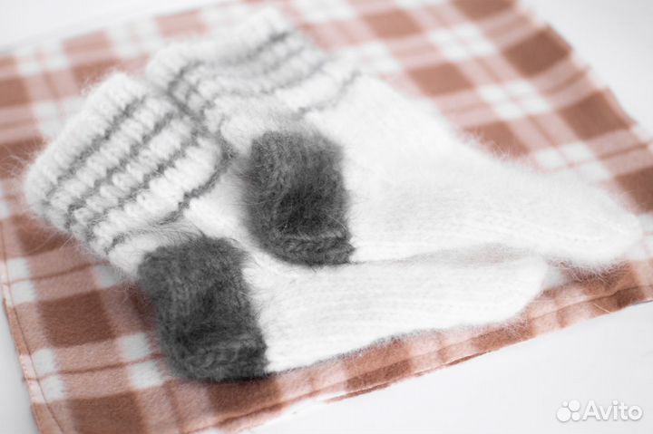 Теплые носки из шерсти собаки (самоед)