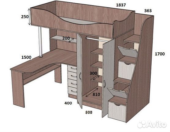 Кровать чердак