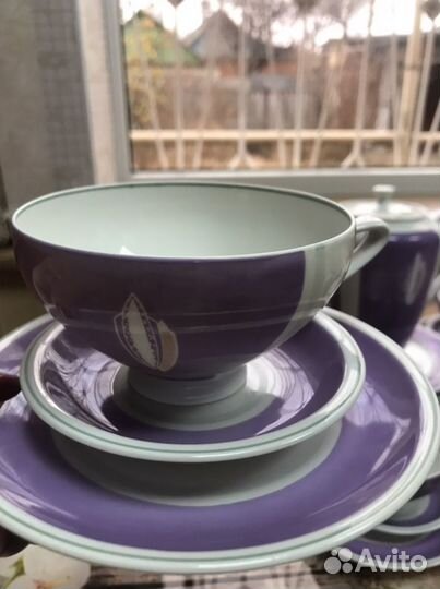 Сервиз антикварный 1960г Костяной ручной работы гд