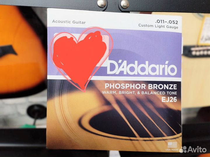 Струны для акустической гитары DAddario 011