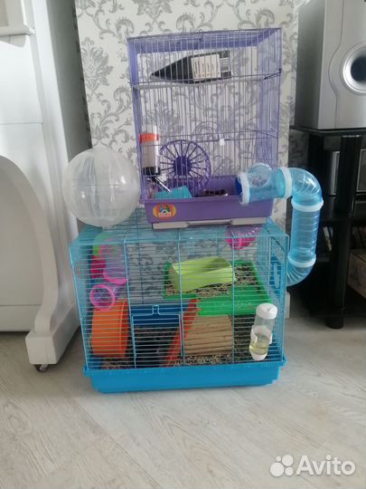 Клетка для хомяка с трубами двухэтажная