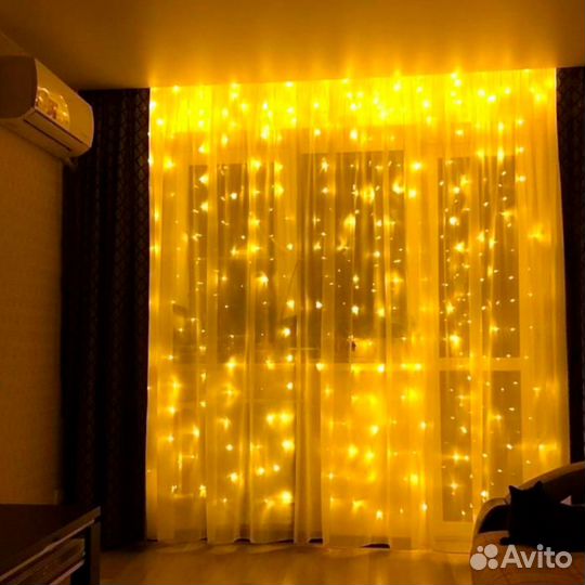 Электрогирлянда штора 3х2м теплый/холодный свет