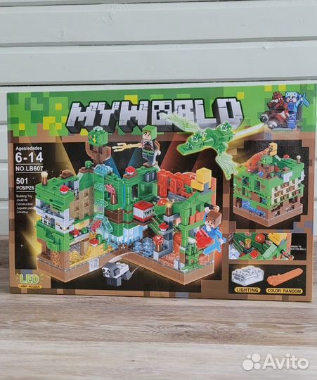 Конструктор Minecraft Зелёная крепость 501 LED