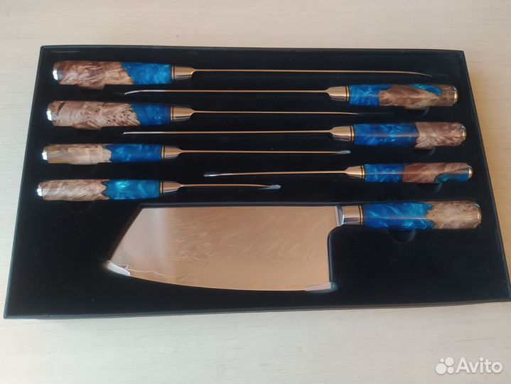 Кухонные ножи с подставкой (точилка в подарок)