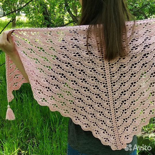 Шаль, шарф, бактус, платок на шею крючком