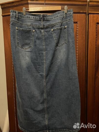 Джинсовая юбка миди 52-54