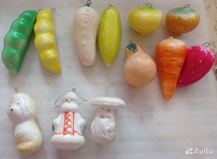 Елочные игрушки СССР - пенопласт, вата