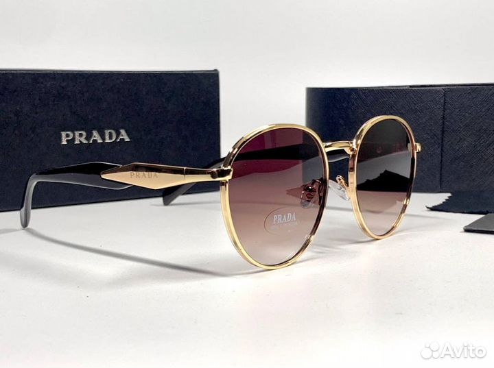 Очки Prada золотые с комплектом