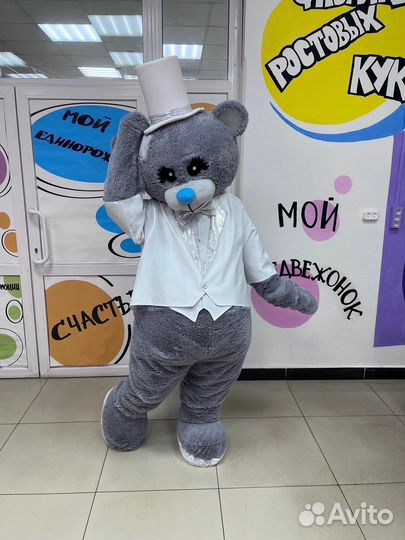 Белый Мишка Тедди ростовая кукла, аниматор