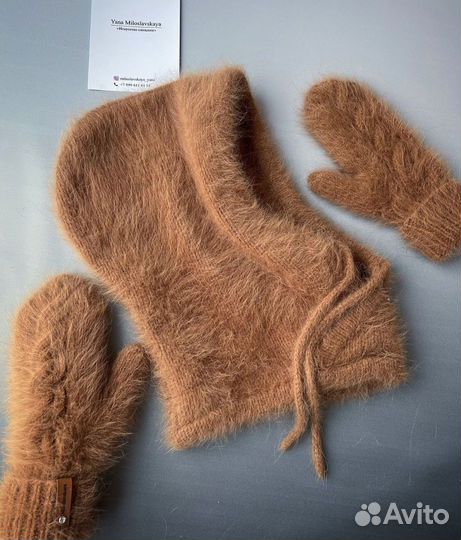 Капор&варежки зимний комплект