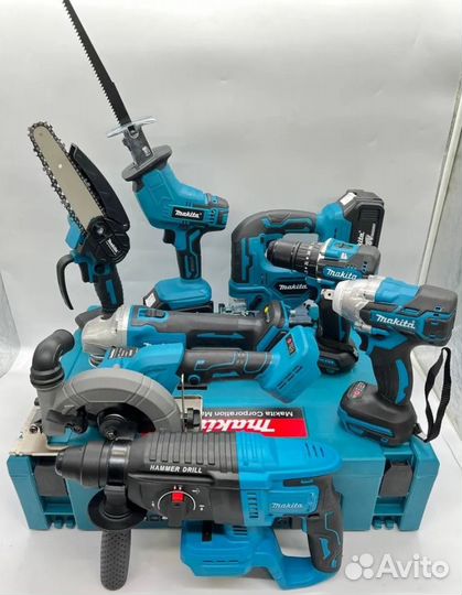 Набор аккумуляторного инструмента makita 8в1