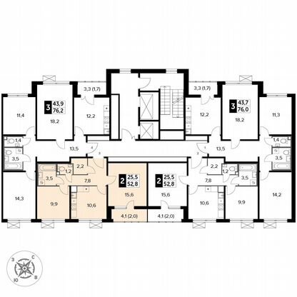 2-к. квартира, 52,8 м², 12/15 эт.