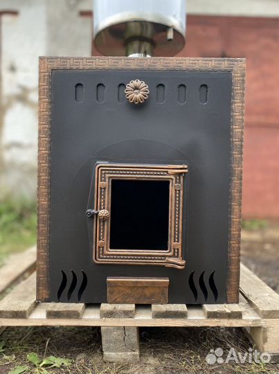 Печь для бани с камином конвектором