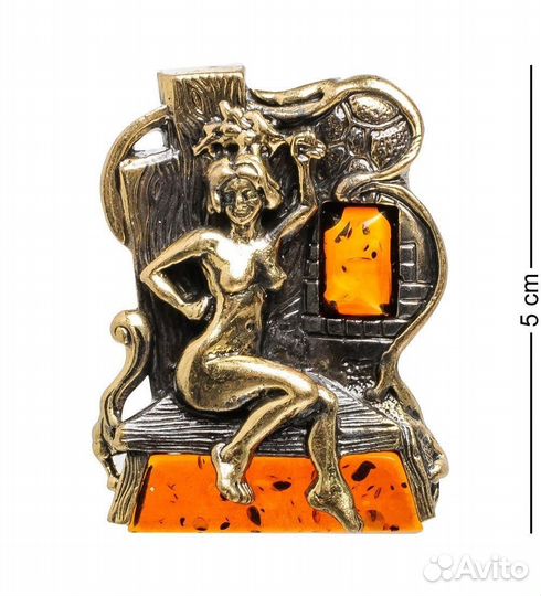 Магнит Банщица (латунь, янтарь) A2101924