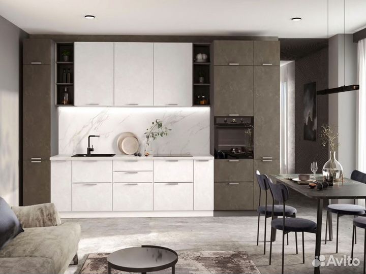 Кухня угловая новая Бетоны