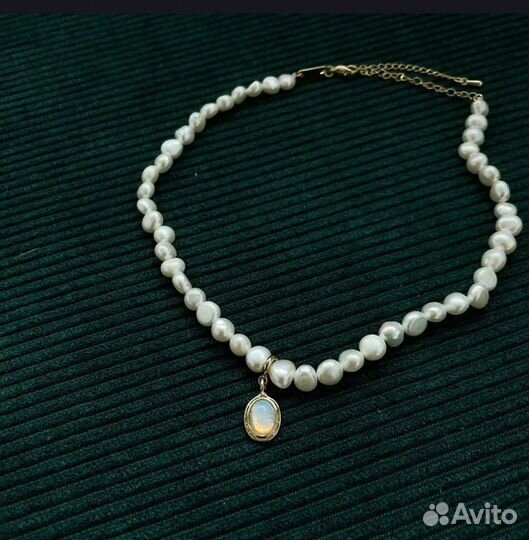 Чокер ожерелье натуральный жемчуг