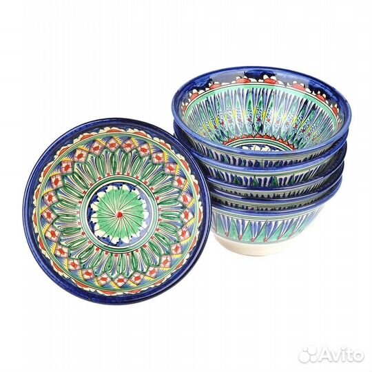 Набор тарелок (коса) 6 шт, глина, диаметр 15.5 см