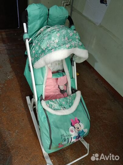 Детские санки-коляска с колесами