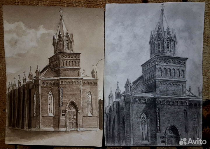 Картина графика карандаш гризайль