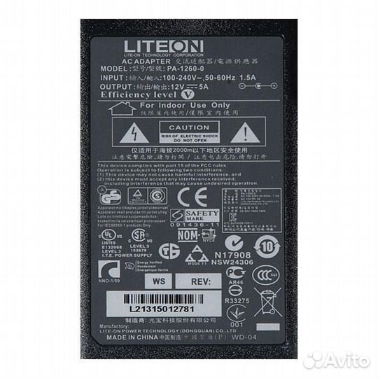 Блок питания для монитора и телевизора Dell, LG 5A