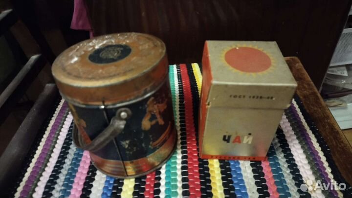 Коробочки из под чая СССР. Жестяная и картонная