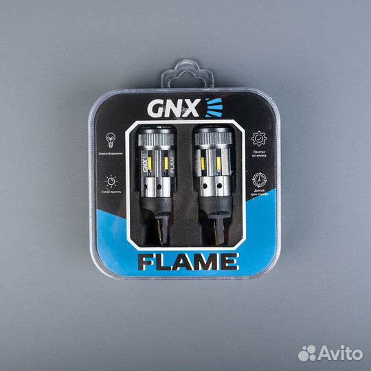 Автолампа GNX Flame W21W белая canbus (комплект)