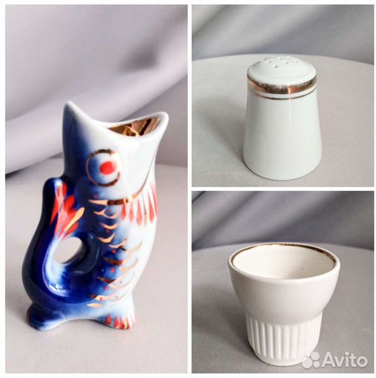 Рыбка.Рюмка.Стопка.зик конаково.Солонка.фарфорссср