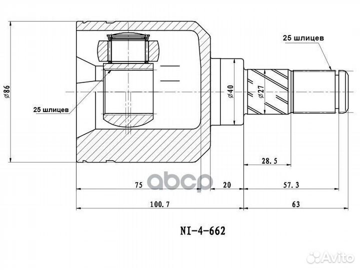 Шрус внутренний nissan primera P10 91-95 LH NI-662