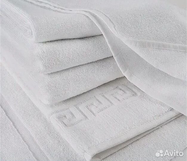 Полотенца махровые белые/серые Отельные