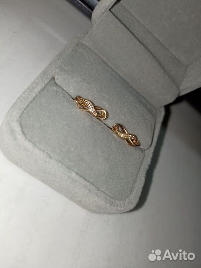 Золотые серьги с цирконием