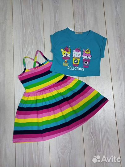 Комплект сарафан,футболка для девочки