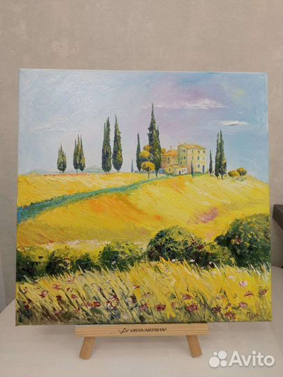 Картина маслом. Пейзаж. Тоскана. Италия