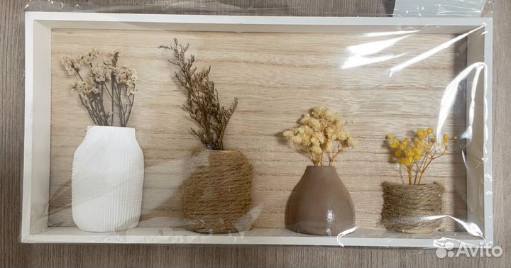 Настенная интерьерная композиция из сухоцветов