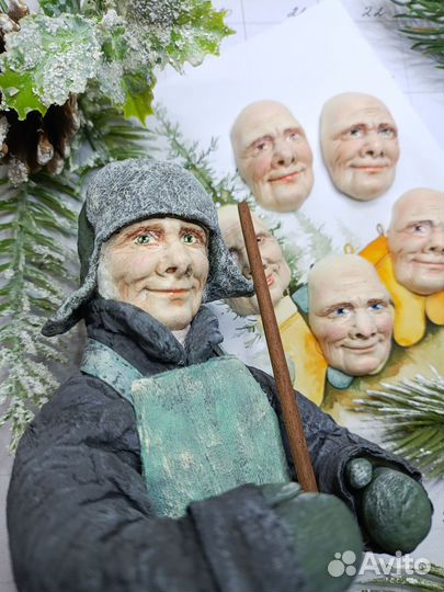 Лица для игрушки из ваты. (дедушка)