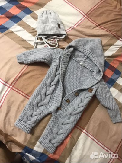 Комплект на выписку для мальчика вязаный