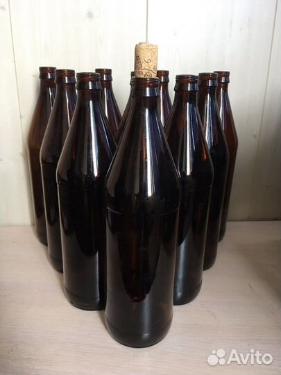 Стеклянная бутылка 1 л темное стекло для пива