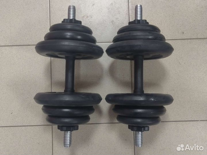 Гантели разборные обрезиненные по 19кг каждая