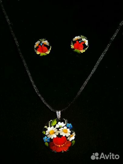 Набор украшений с ручной авторской росписью