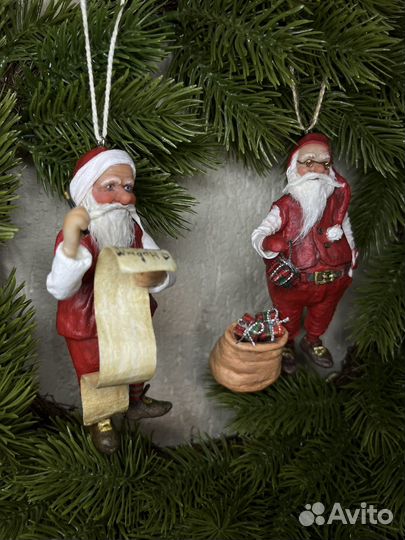 Елочные игрушки из ваты (мини дед мороз)