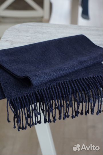 Шарф мужской домотканый синий черный шерсть