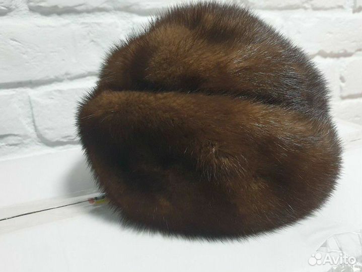 Шапка норковая женская коричневая 56-57 размер
