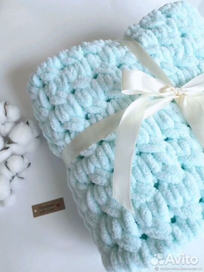 Детский плюшевый вязаный плед