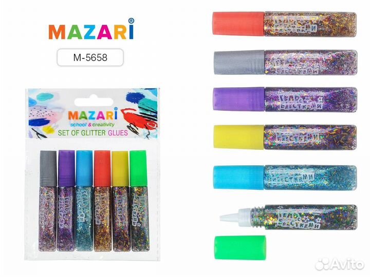 Гель с блёстками 6 мл, уп. 17 наборов по 6 цветов